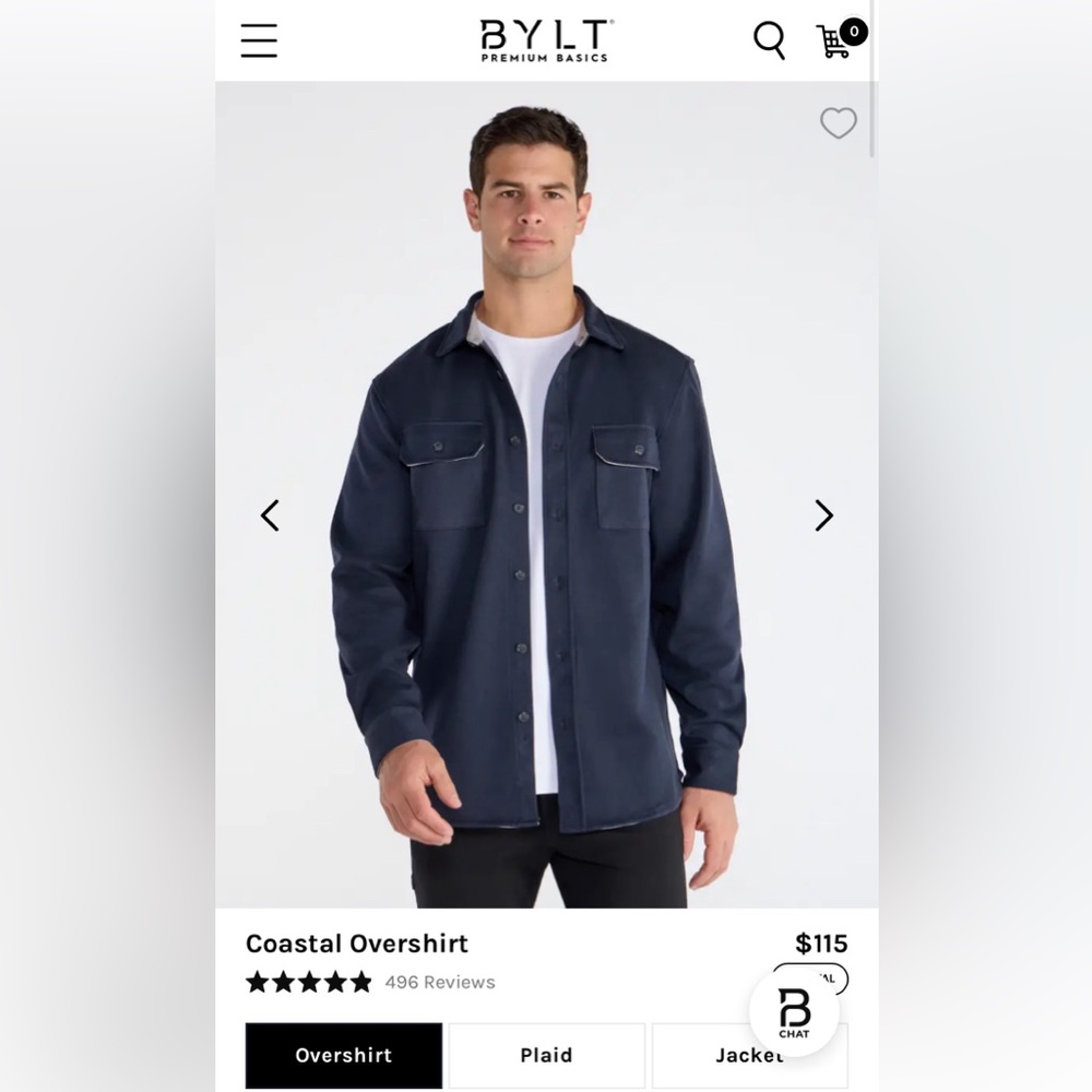 Bylt coastal overshirt, navy, large, mint condition